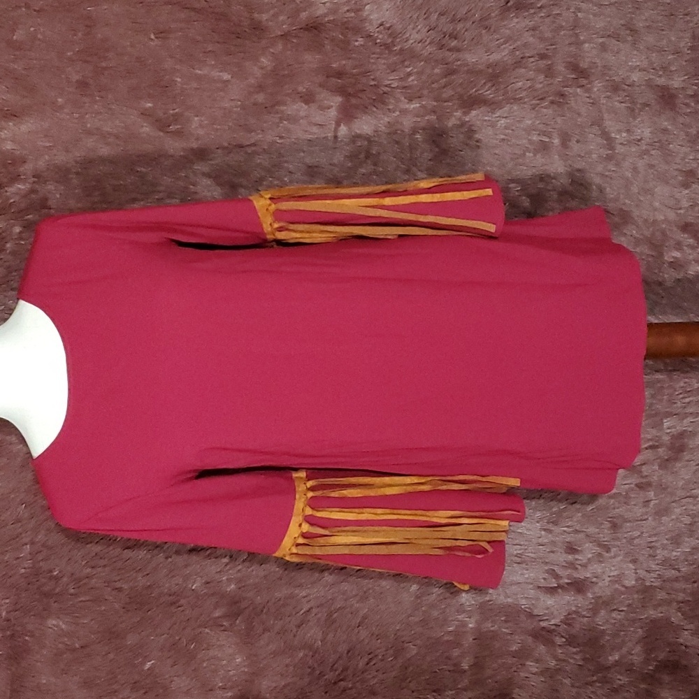 Million Bullpup Bell Suede Fringe Sleeve Boho Dress